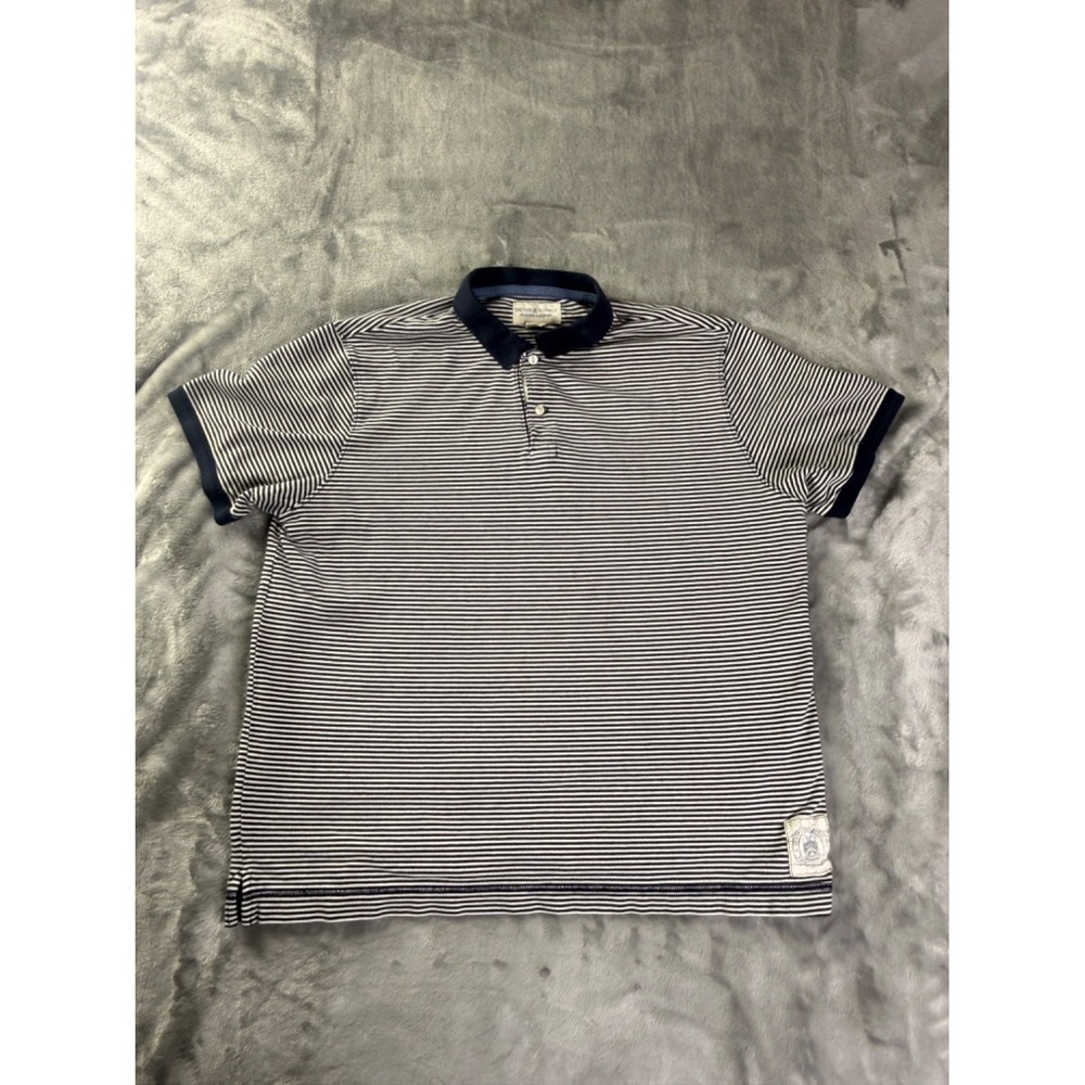 Denim & Supply Ralph Lauren Polo Mens 2XL Blue Striped Short Sleeve Side Vents